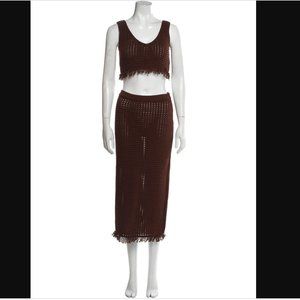Reformation brown two piece coord crochet set / cover up set